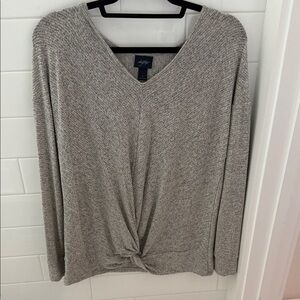 Daytrip Light Gray Twist Front Blouse